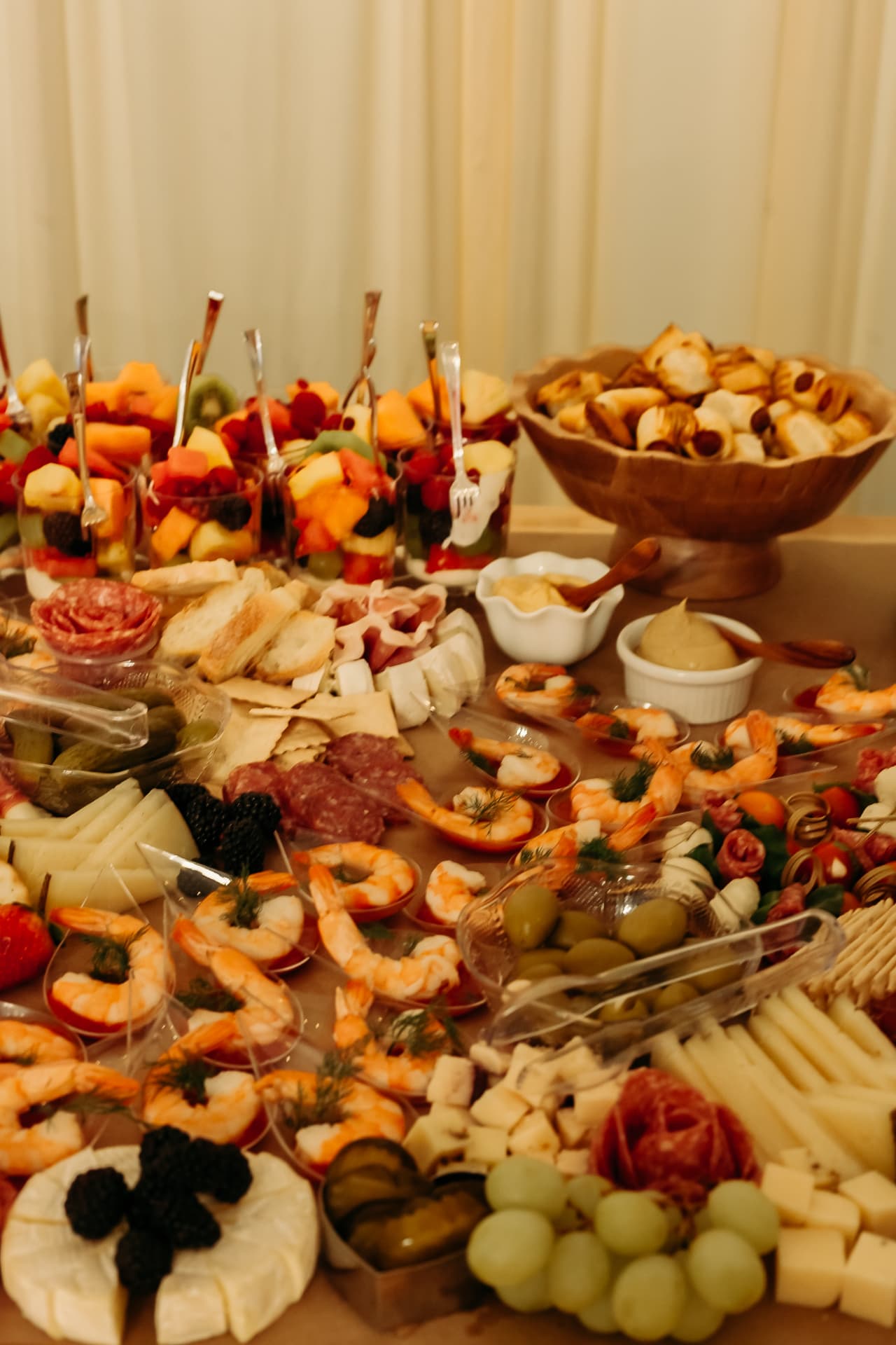 Charcuterie and shrimp appetizer spread catered at Host Wenatchee