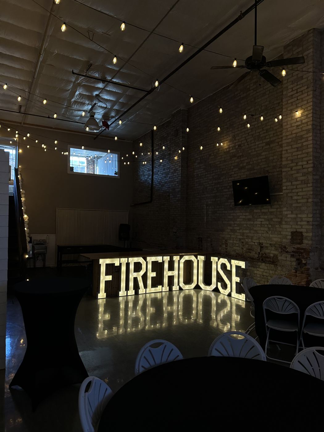 Loft seating overlooking the main celebration space